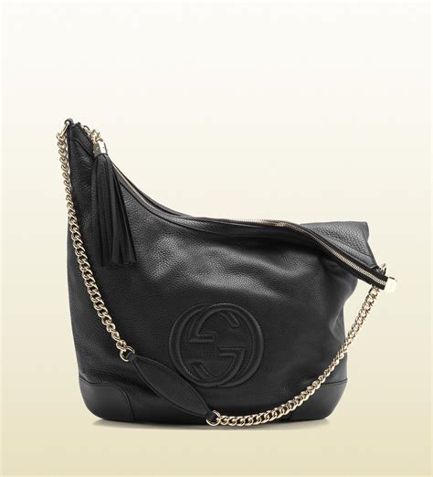 gucci soho leather chain-strap shoulder bag black|gucci soho tote bag medium.